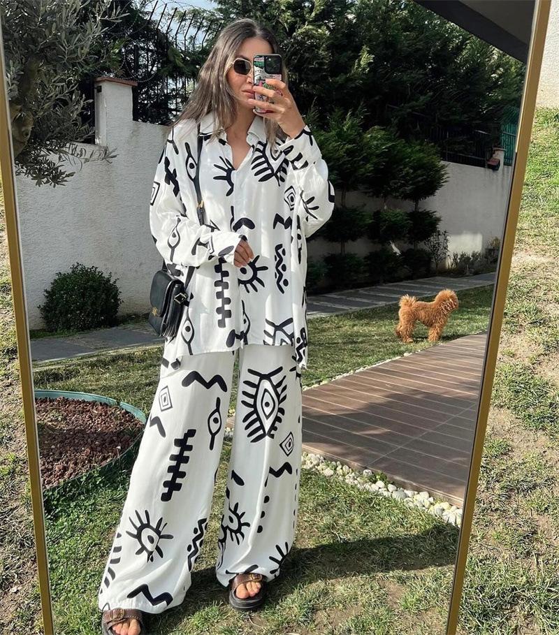 Fashion Print Loose Two Piece Set