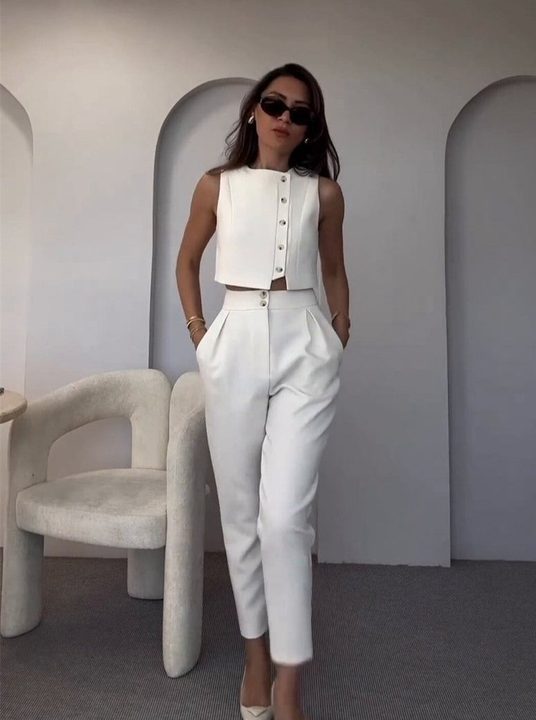 Fashion Sleeveless Tank Top High Waist Two Pieces