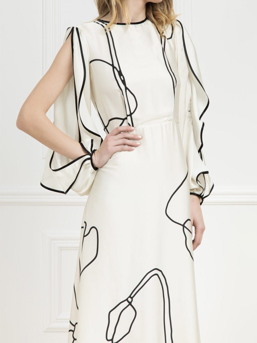 Ruffle Detail Decorative Edge Maxi Dress