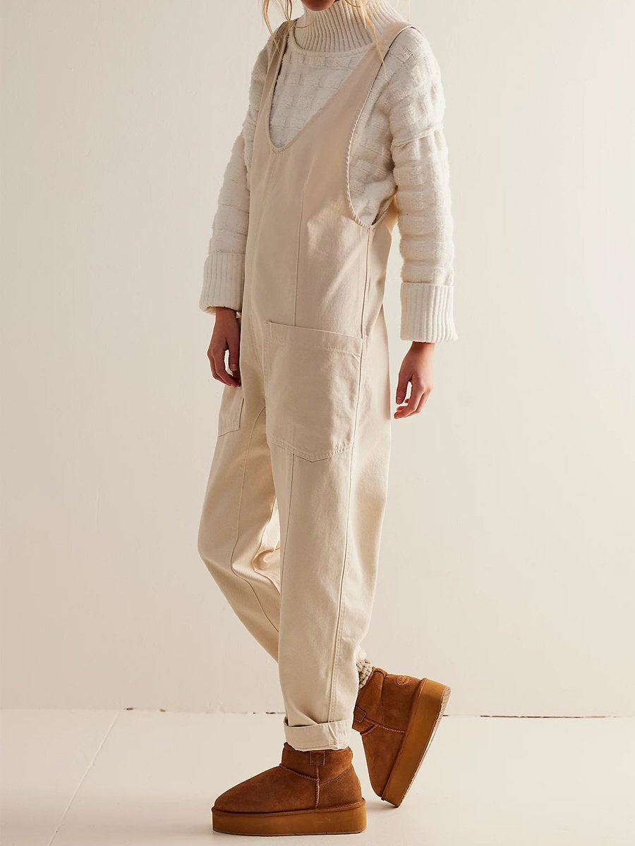 Denim V-Neck Jumpsuit