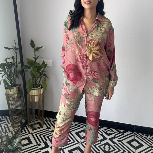 Fashion Flower Print Two-piece Set