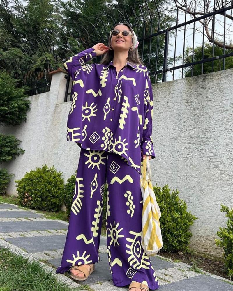 Fashion Print Loose Two Piece Set