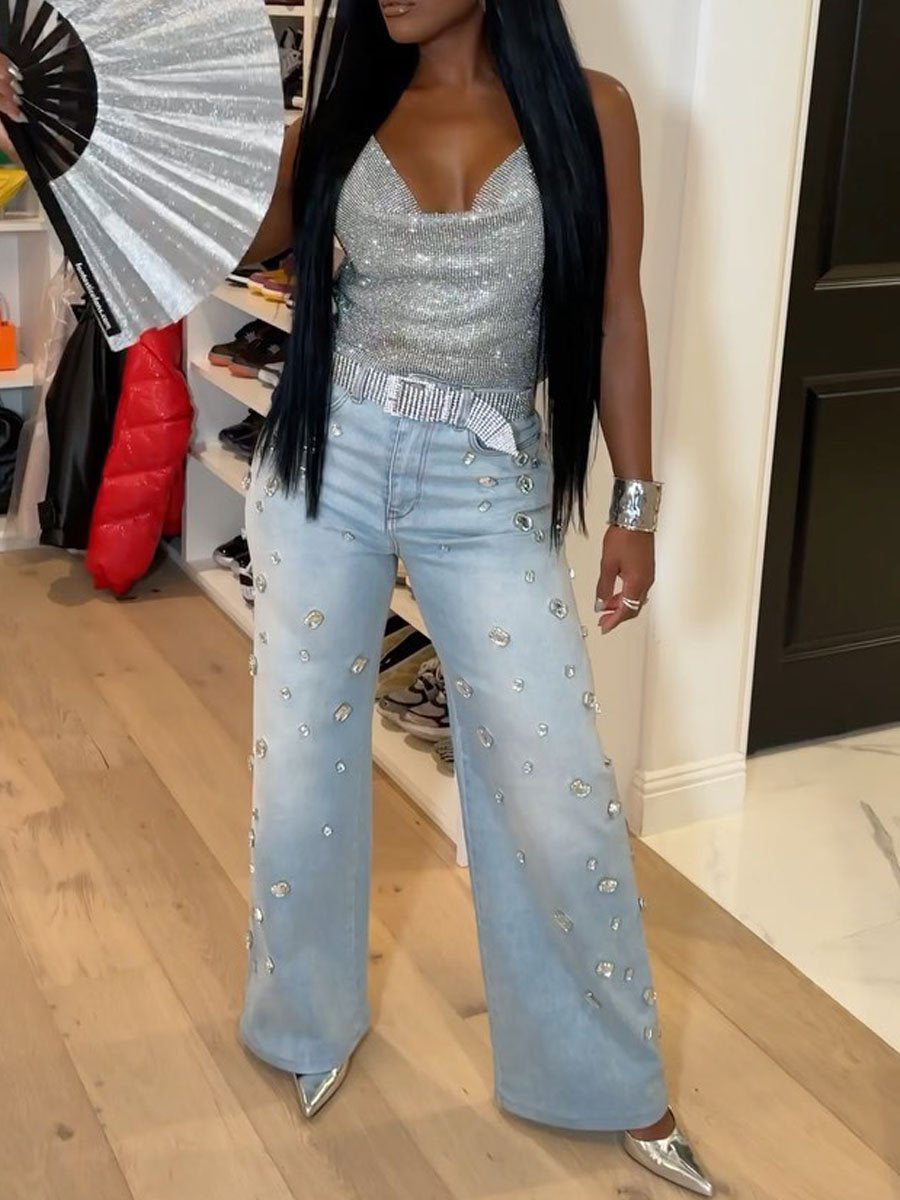 Rhinestone Denim Jeans