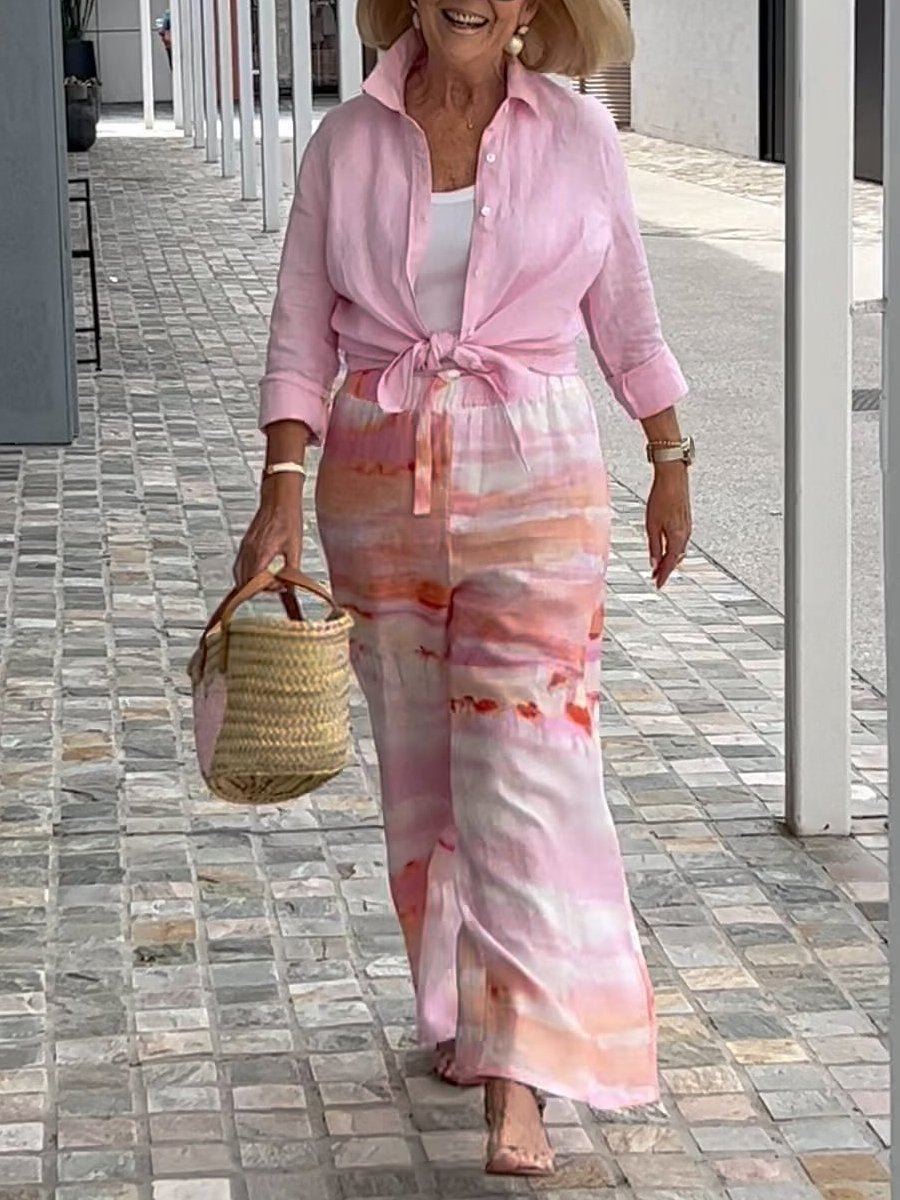 Linen Shirt & Wide Leg Linen Pants