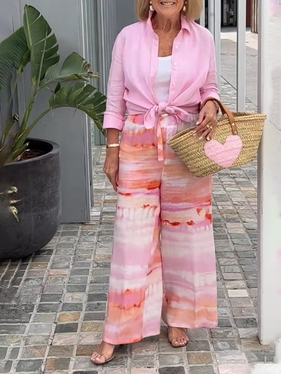 Linen Shirt & Wide Leg Linen Pants