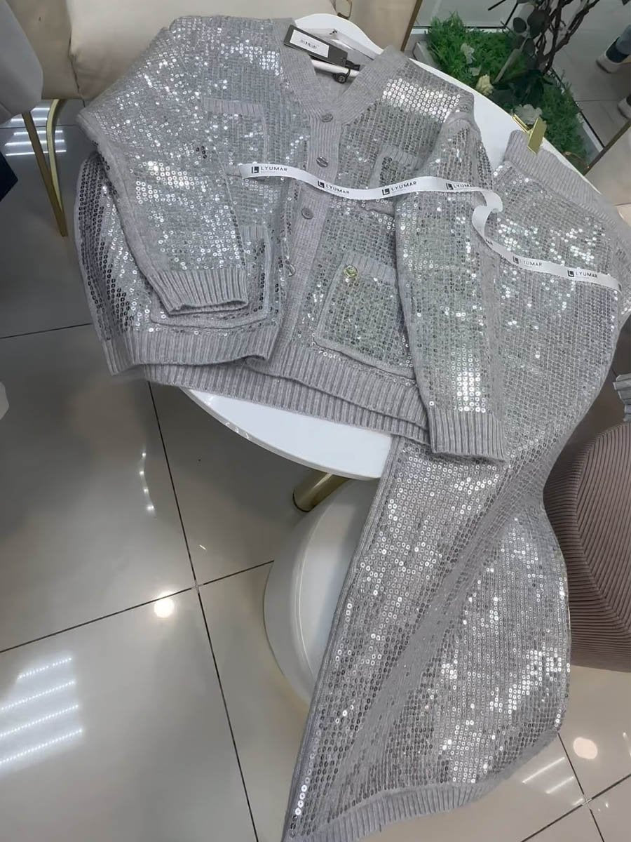 Shining Knit Two Pieces Dress