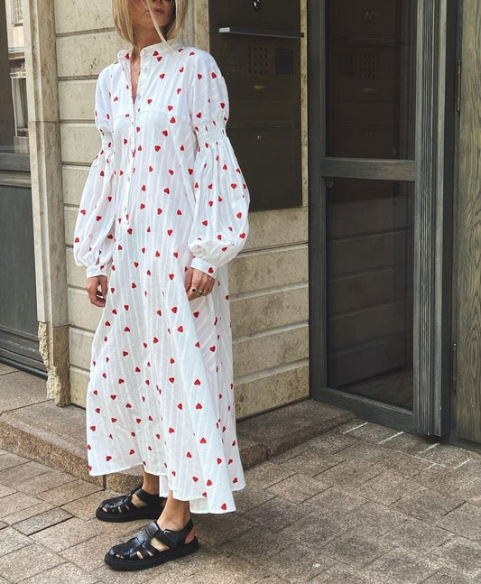 Hearts Pattern Maxi Dress