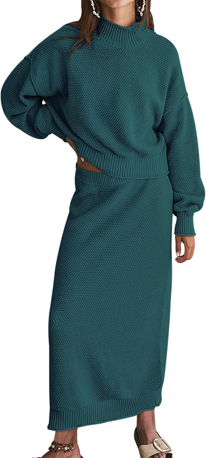 Small High Collar Top Pencil Skirt 2pc Set