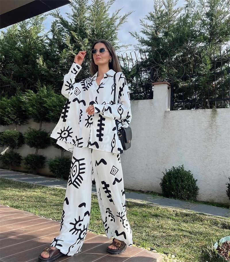 Fashion Print Loose Two Piece Set