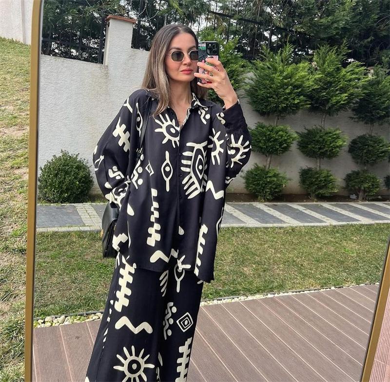 Fashion Print Loose Two Piece Set