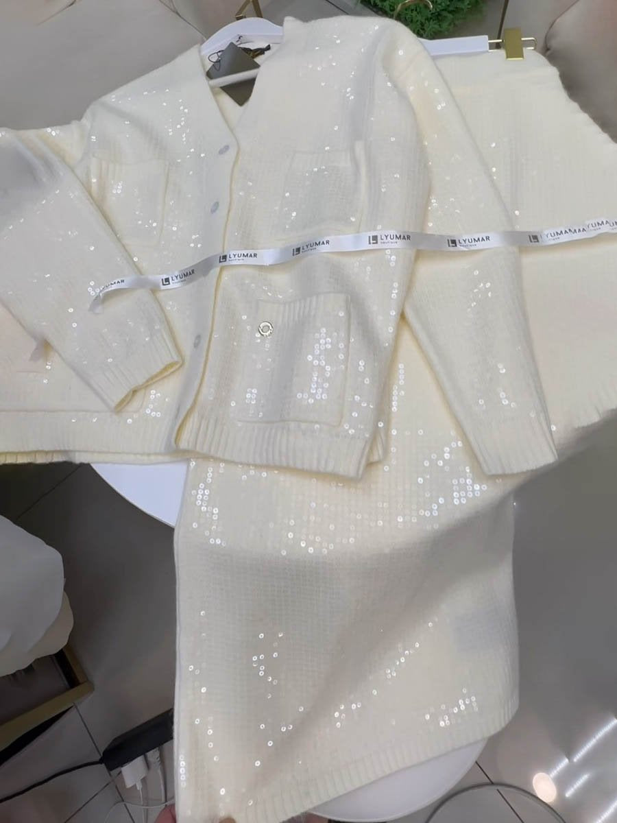 Shining Knit Two Pieces Dress