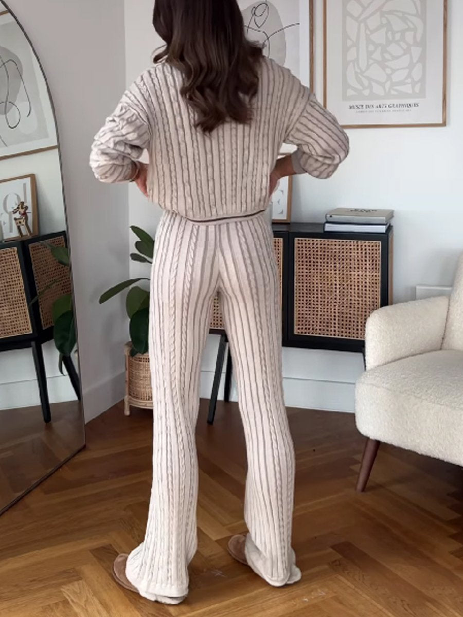 Cable Knit Zip Up Set