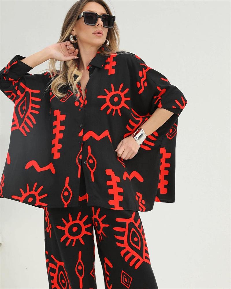 Fashion Print Loose Two Piece Set