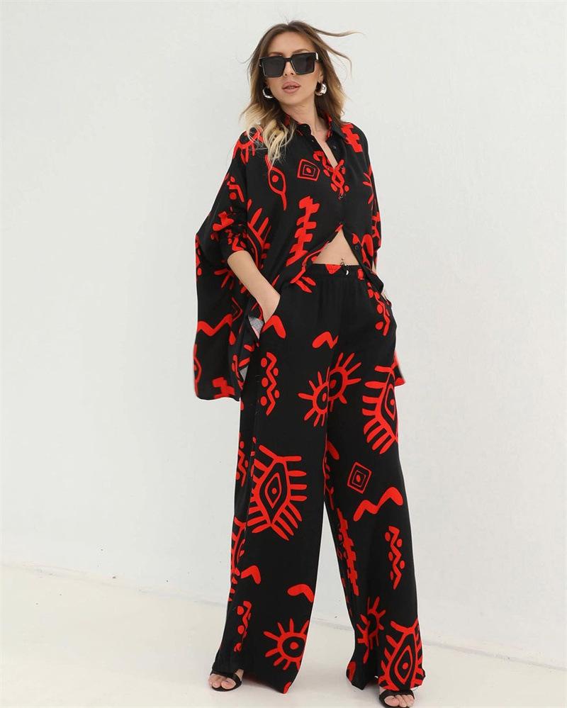 Fashion Print Loose Two Piece Set