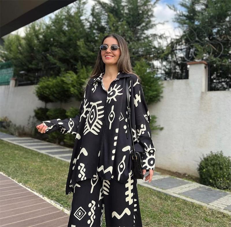 Fashion Print Loose Two Piece Set