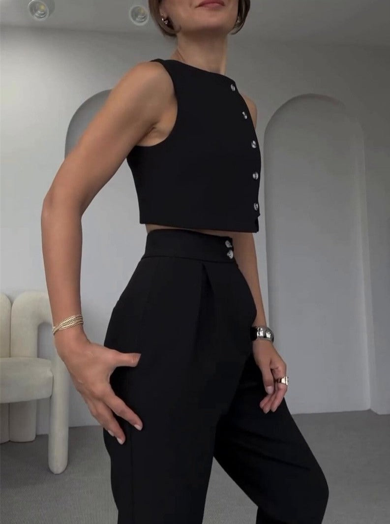 Fashion Sleeveless Tank Top High Waist Two Pieces