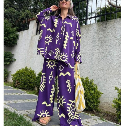 Fashion Print Loose Two Piece Set