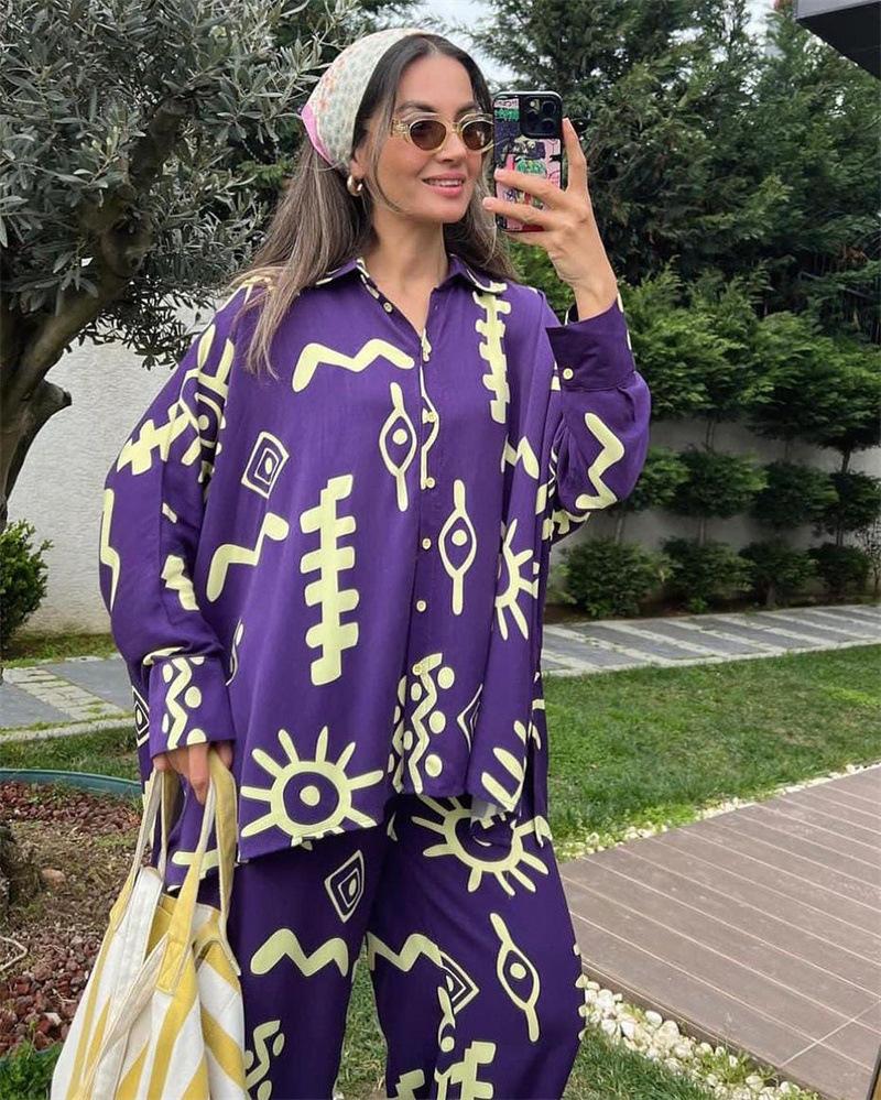 Fashion Print Loose Two Piece Set