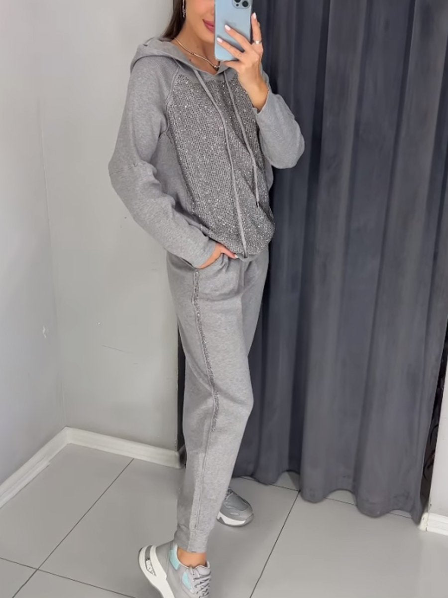 Shinning Hoodied Two Pieces Set