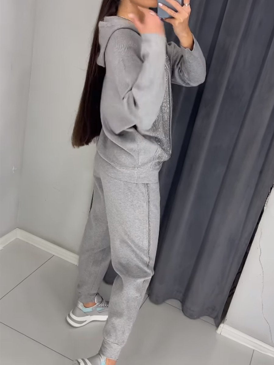 Shinning Hoodied Two Pieces Set