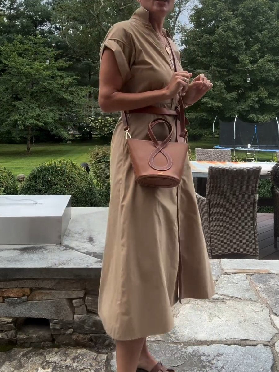 Khaka Button Short-Sleeve Dress