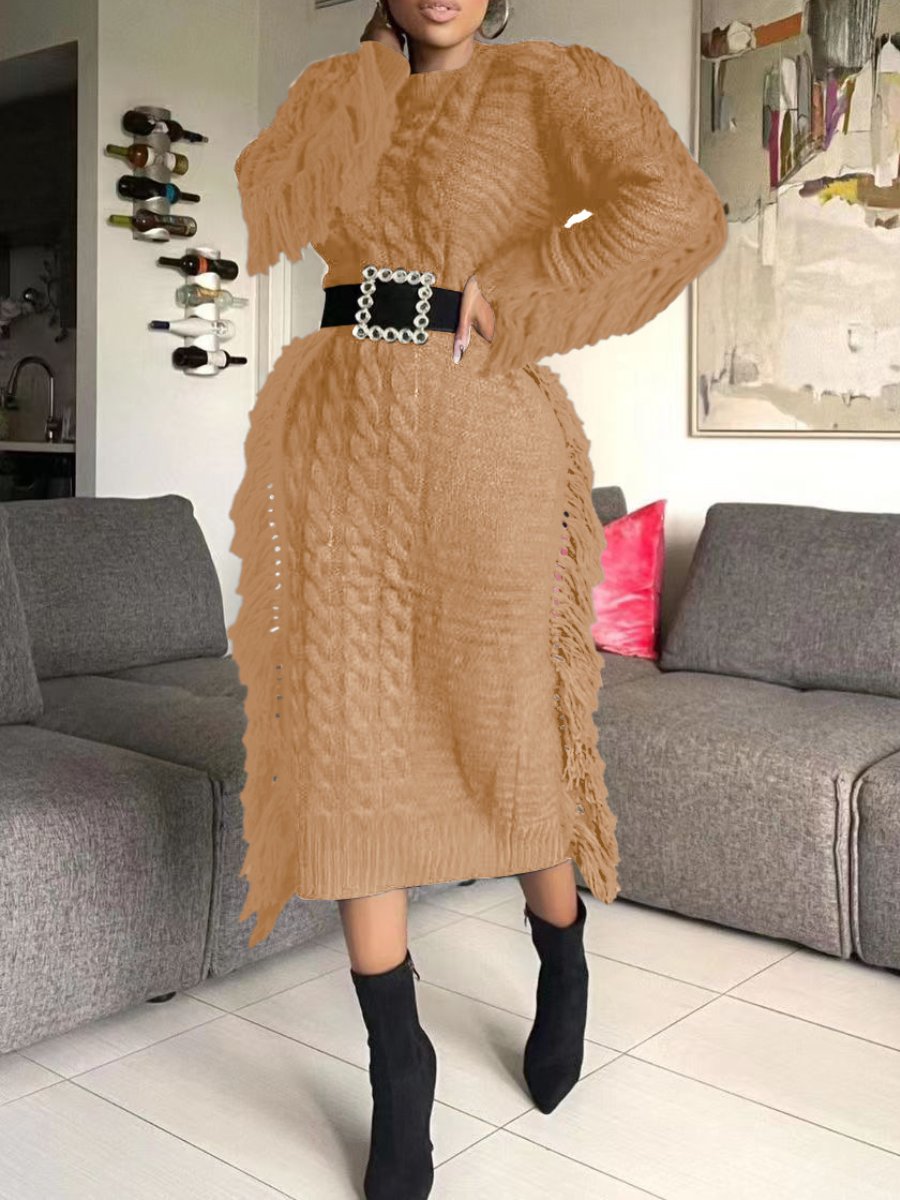 Fringed Sweater Dress