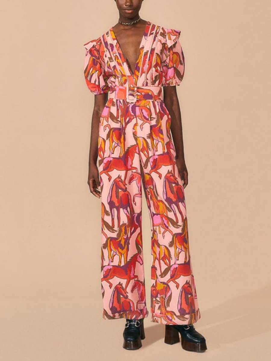 Rose Wild Short Sleeve Jumpsuit