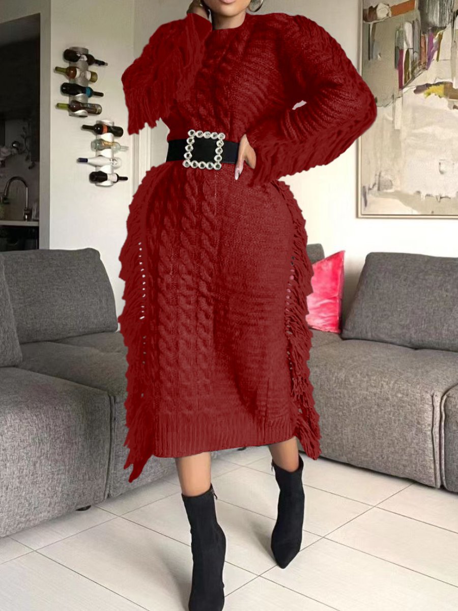 Fringed Sweater Dress