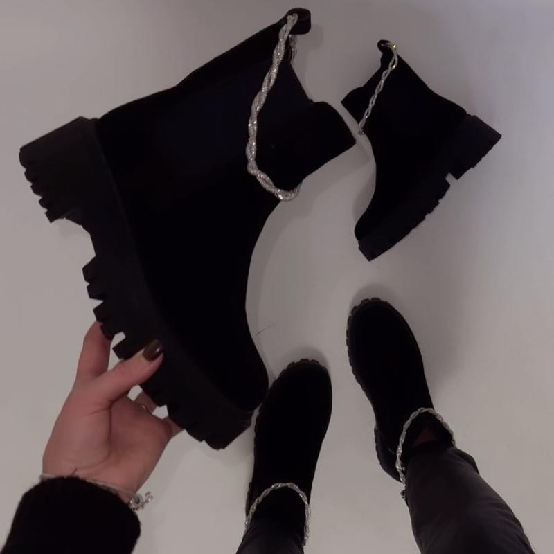 Women's Chic Chain-Trim Chelsea Boots