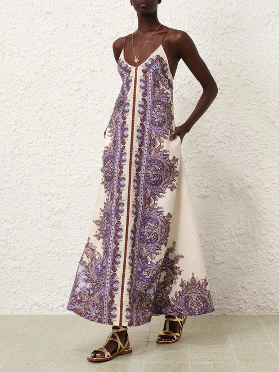 Floral-print Halter Neck Midi Dresses