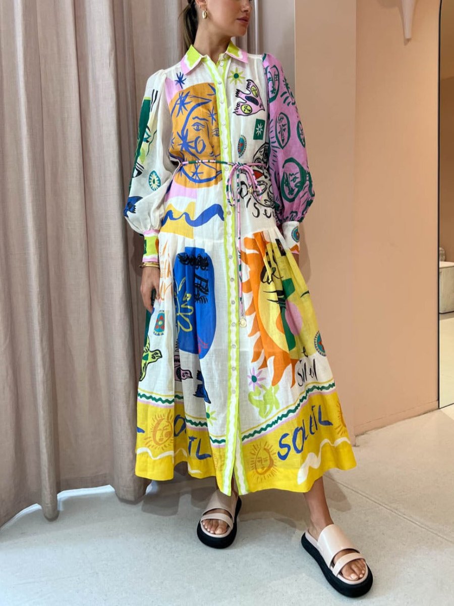 Soleil Belted Midi Shirt Dress