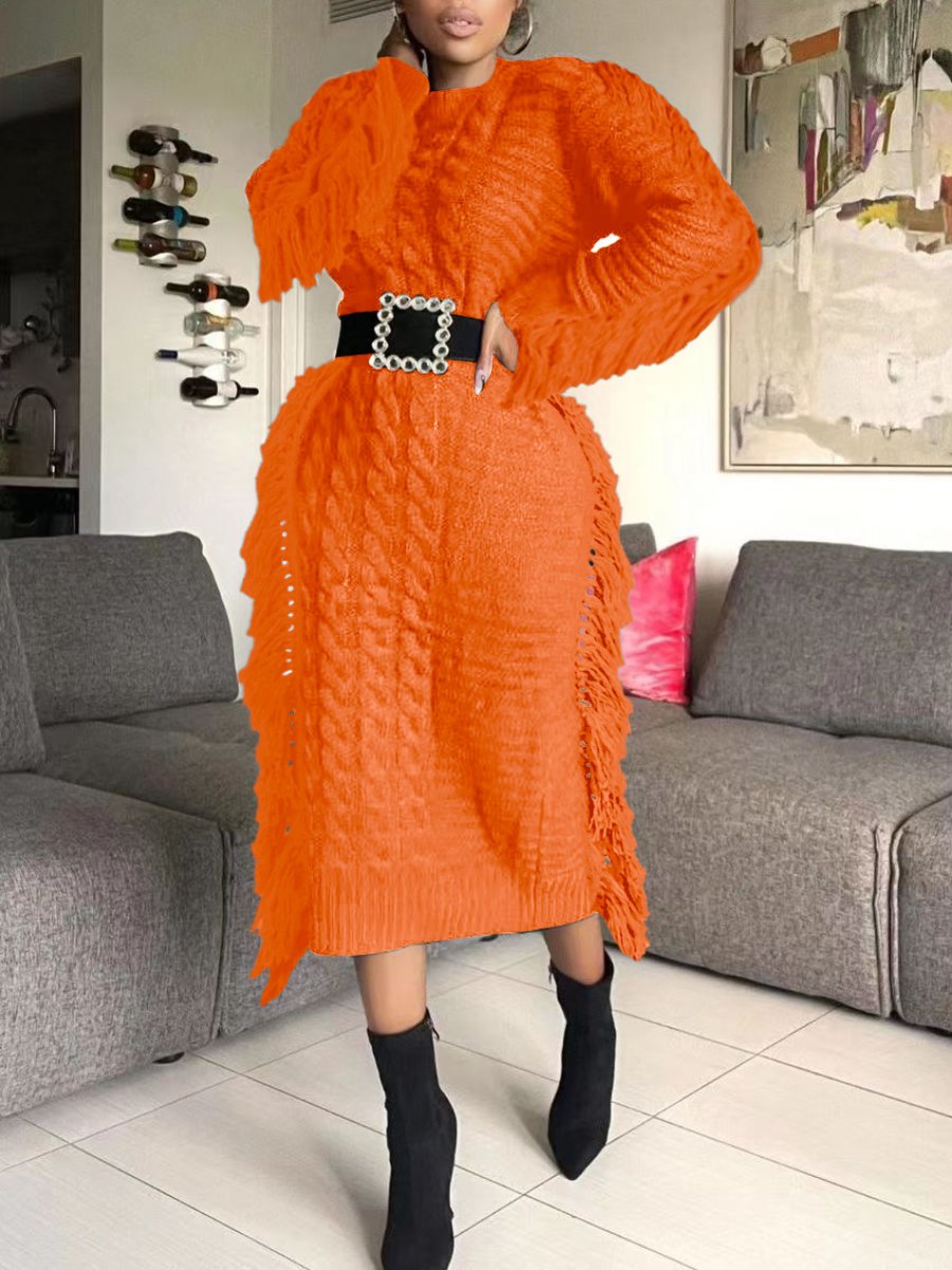 Fringed Sweater Dress