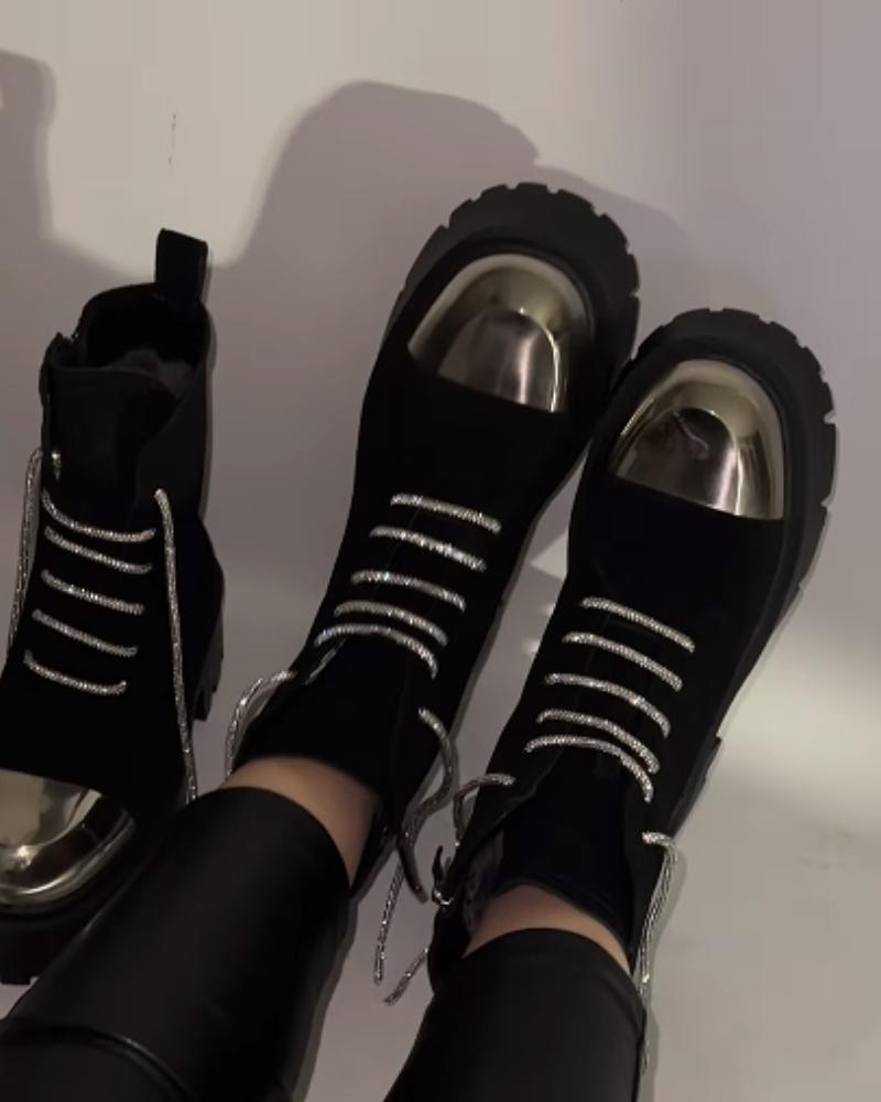 Sparkly Colorblock Martin Boots