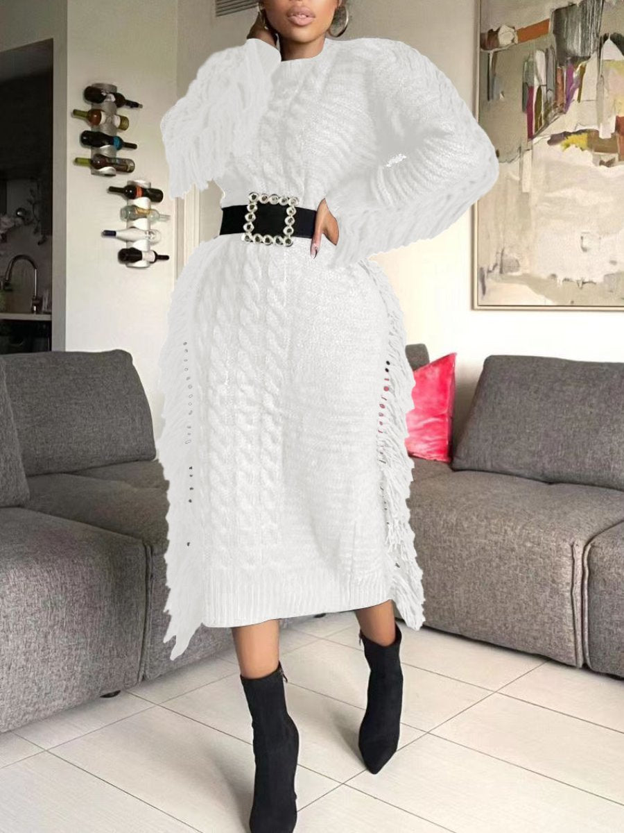 Fringed Sweater Dress