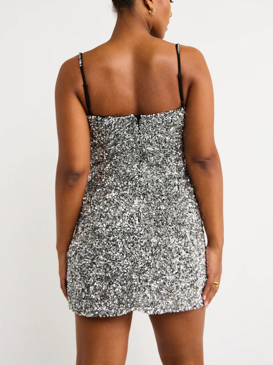 Corrie Mini Dress in Silver