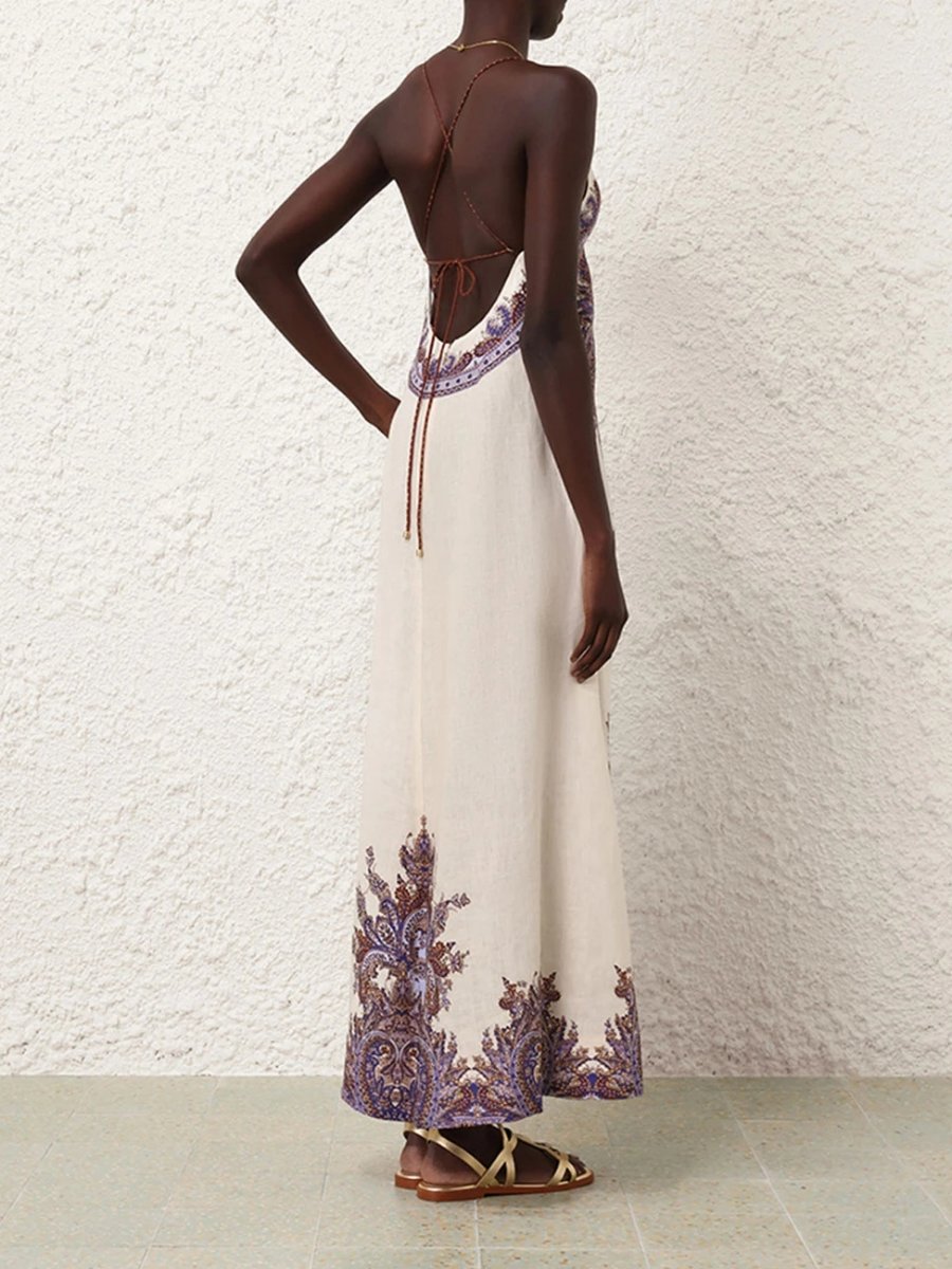 Floral-print Halter Neck Midi Dresses