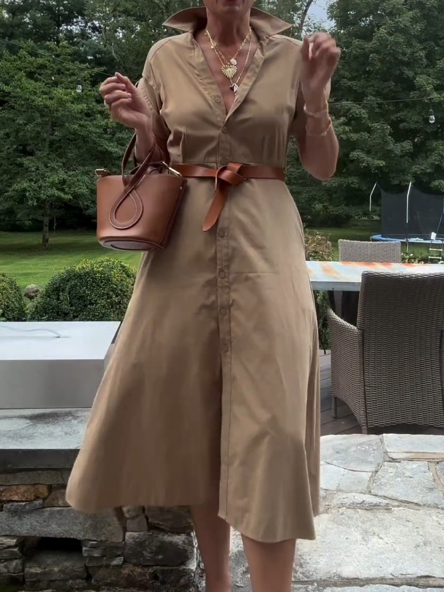 Khaka Button Short-Sleeve Dress