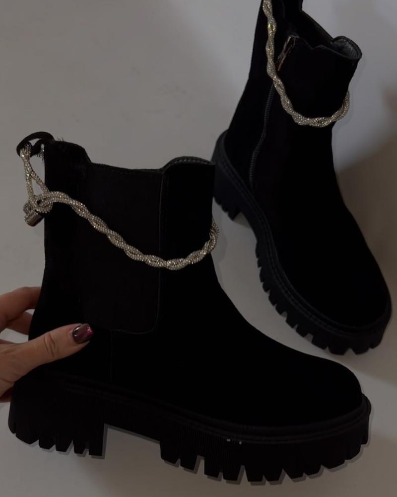 Women's Chic Chain-Trim Chelsea Boots