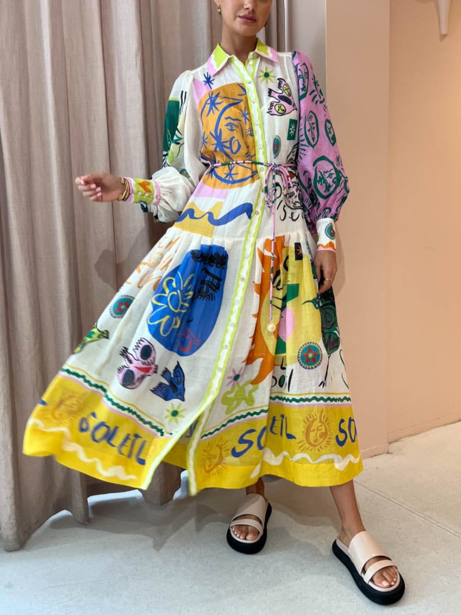 Soleil Belted Midi Shirt Dress