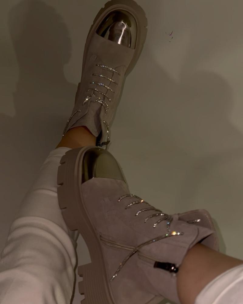 Sparkly Colorblock Martin Boots