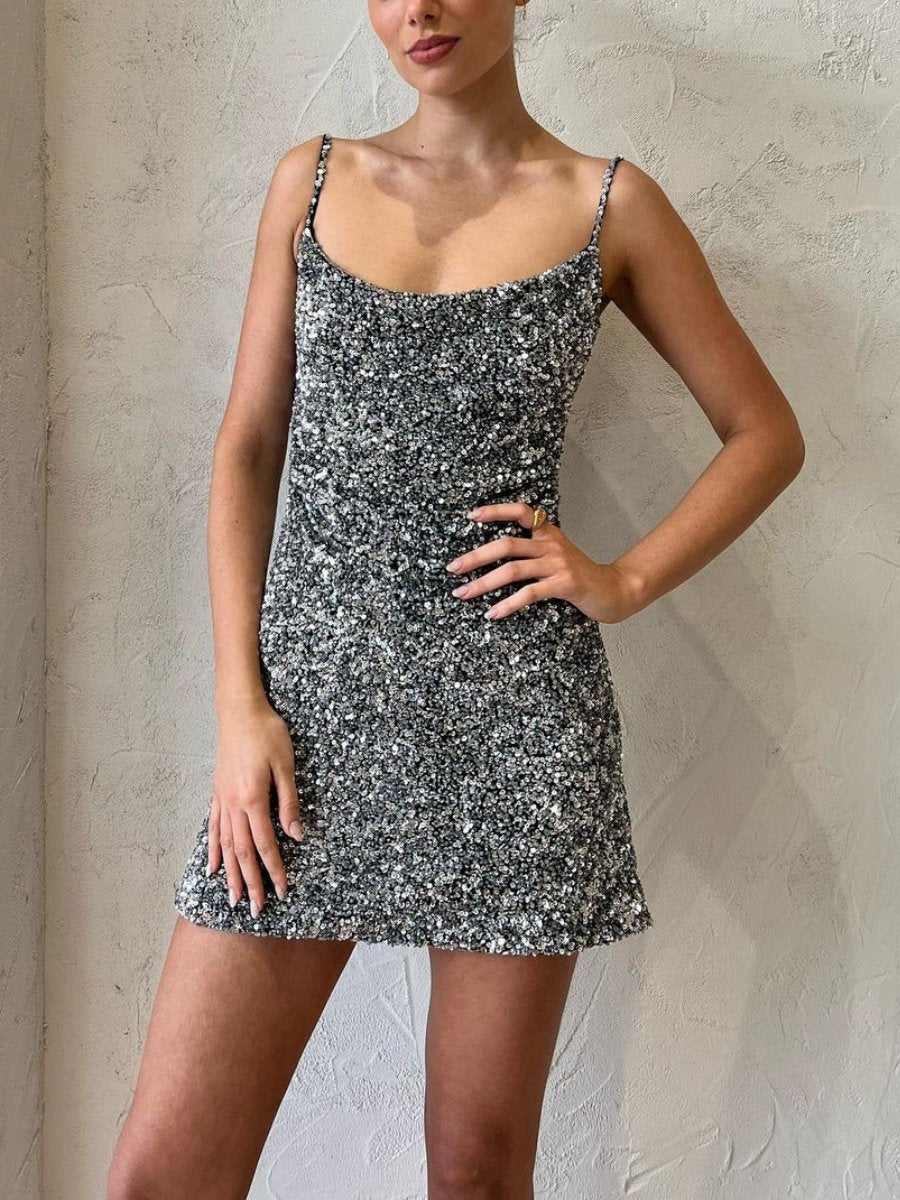 Corrie Mini Dress in Silver