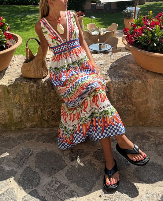 Off-white Picnic Peppers Ainika Midi Dress