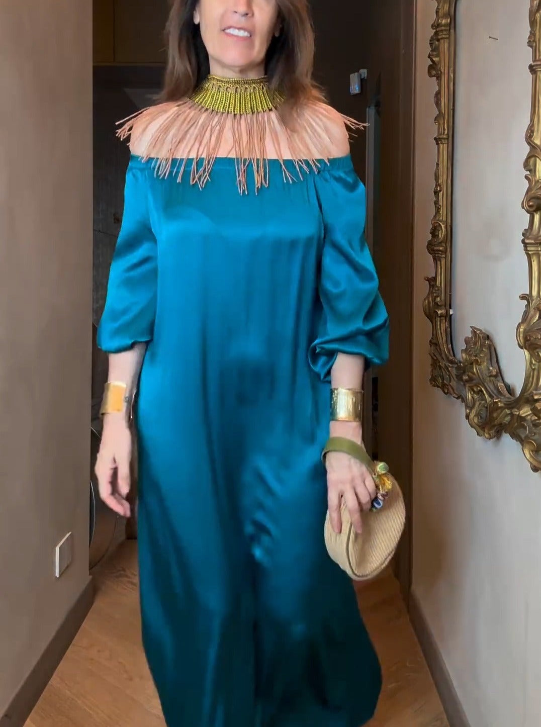 Maxi Wedding Guest Silk Dress