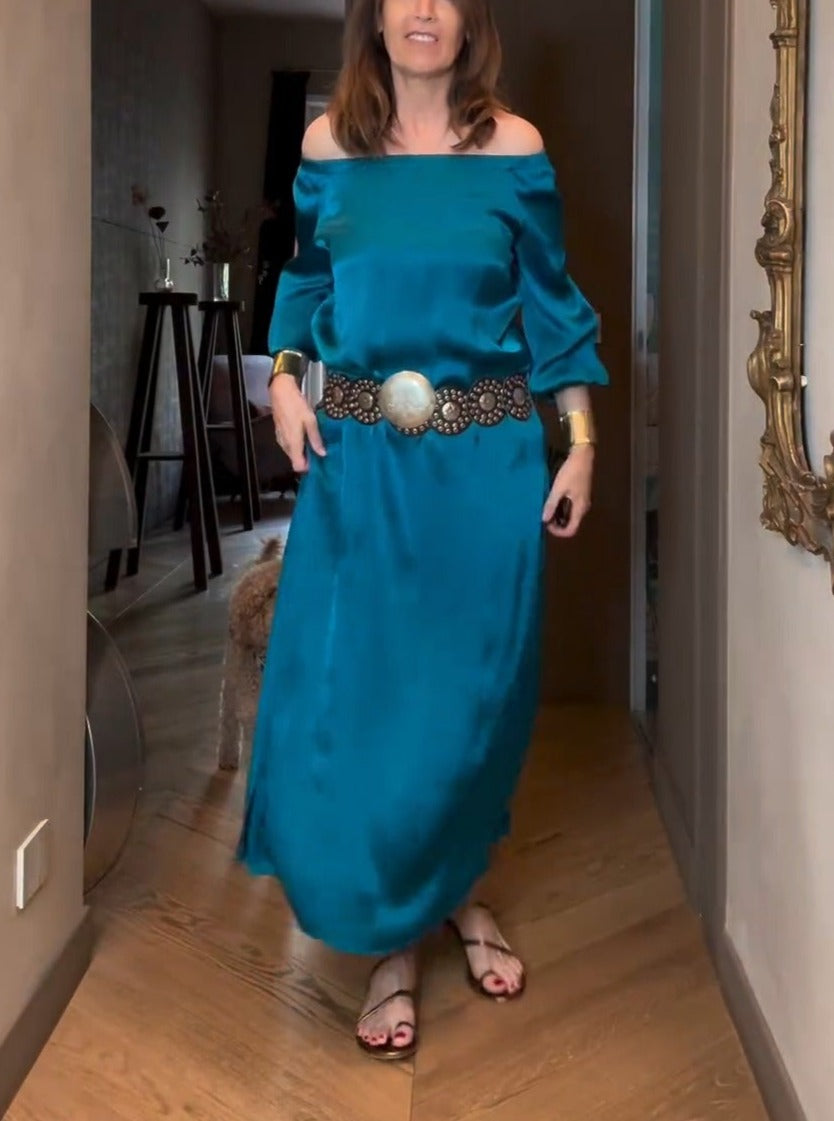 Maxi Wedding Guest Silk Dress