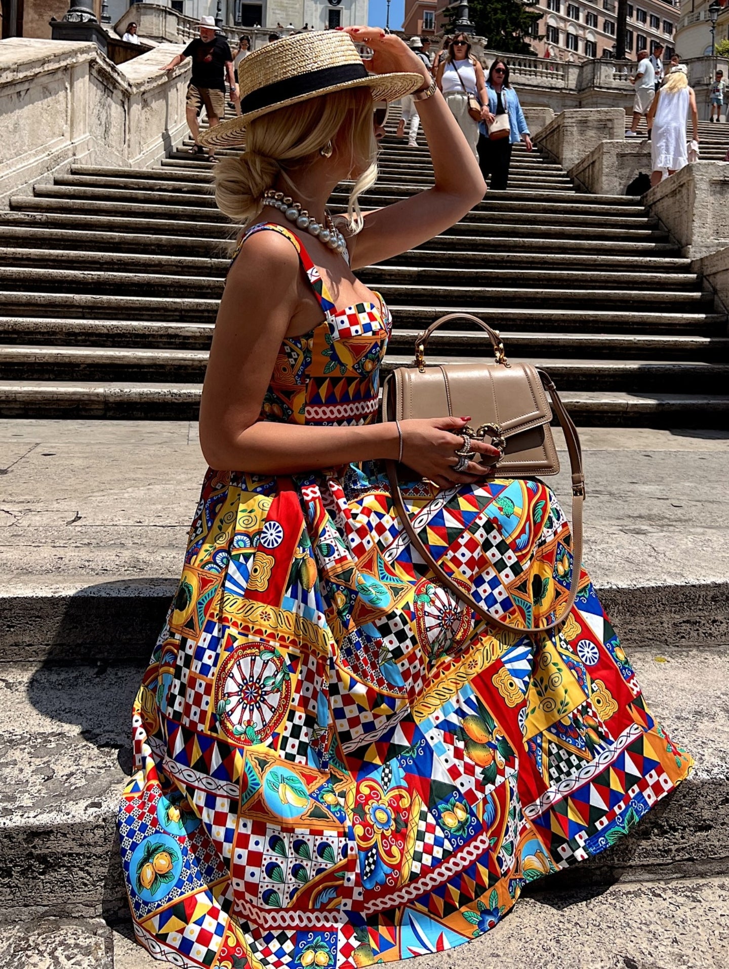 Retro Camisole Printed Dress