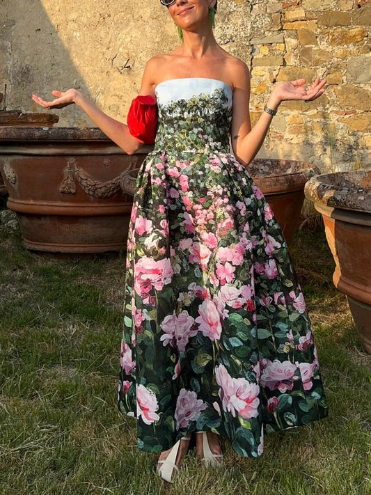 Flower strapless dress